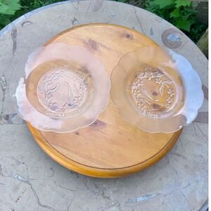 Vintage Mountain Aire Dogwood Flower Clear Glass Scalloped Bowls KIG Indonesia